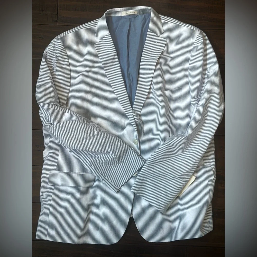 Izod Blue and White Cotton Blazer